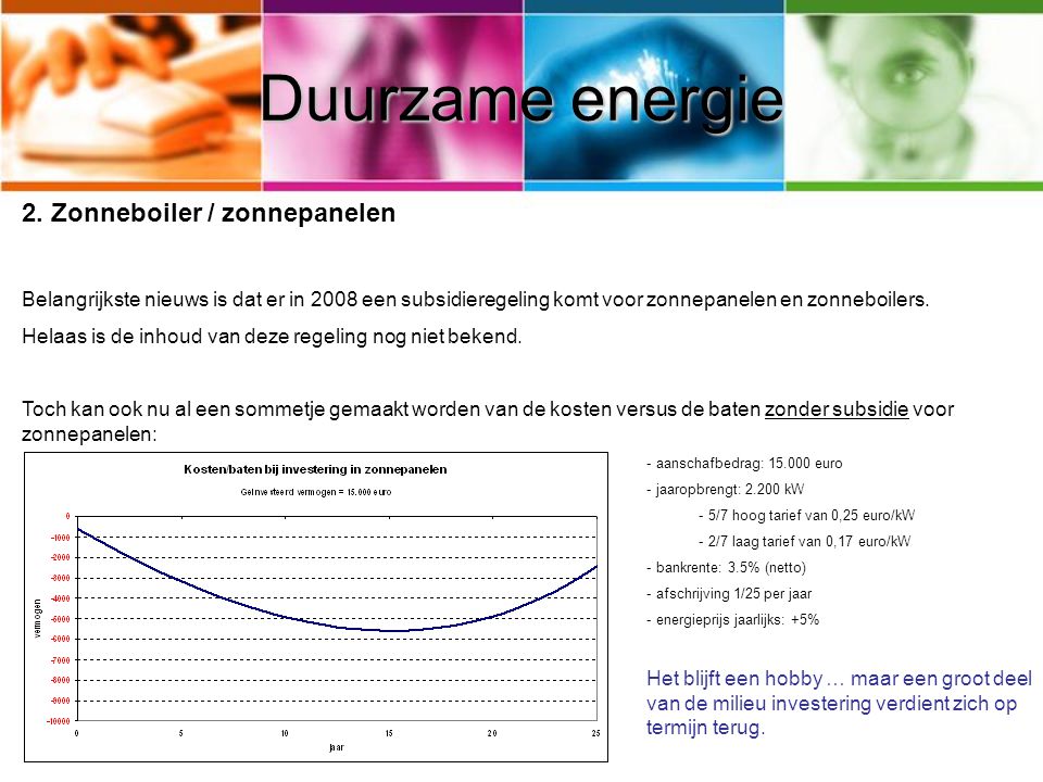 Duurzame energie Zonneboiler / zonnepanelen