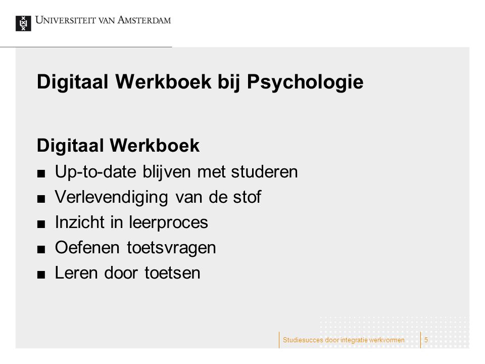 Digitaal Werkboek bij Psychologie