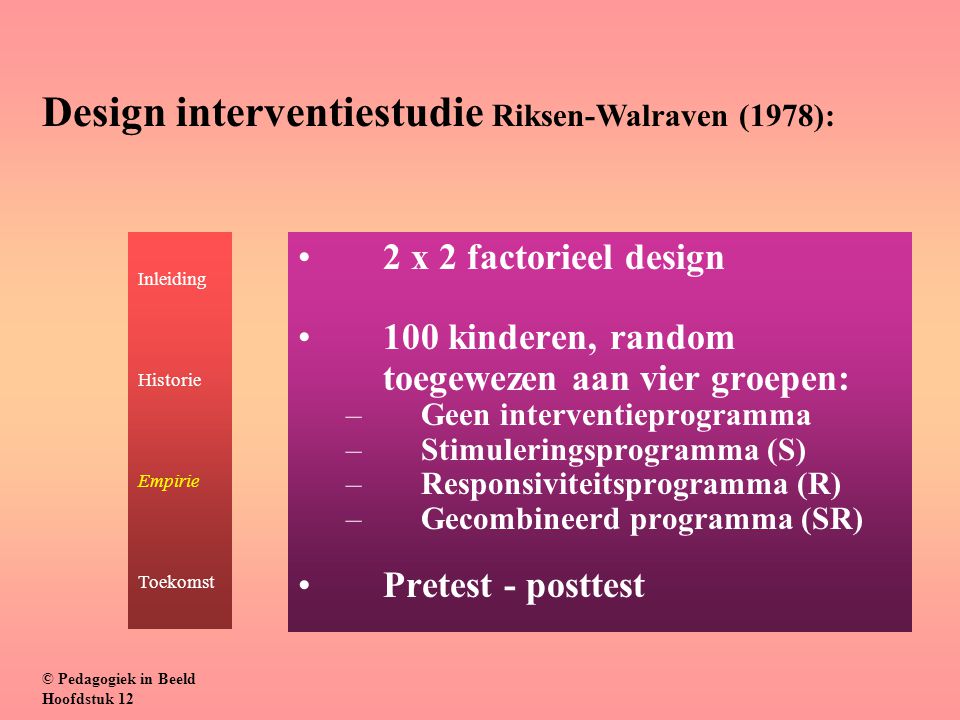 Design interventiestudie Riksen-Walraven (1978):
