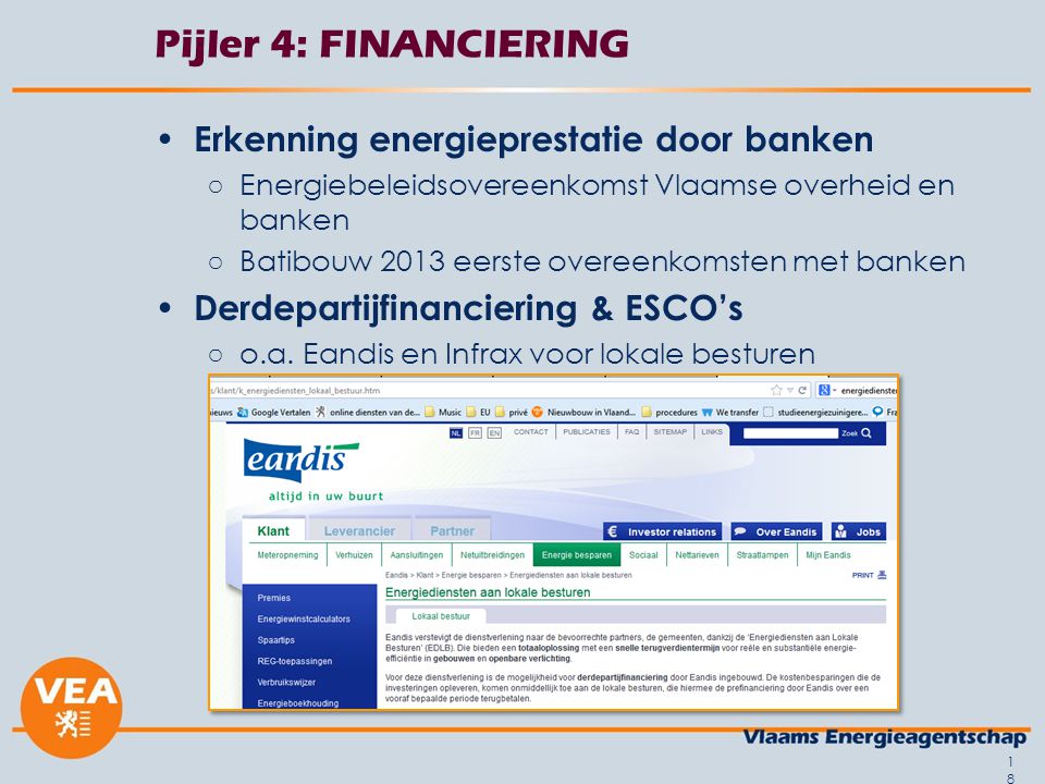 Pijler 4: FINANCIERING Erkenning energieprestatie door banken