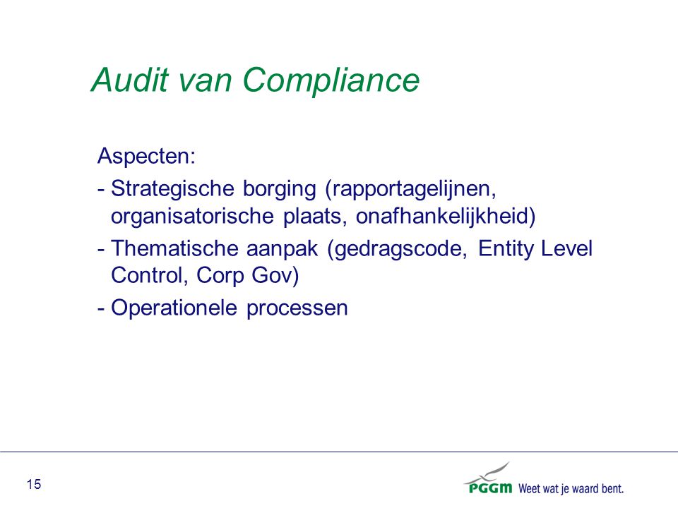 Audit van Compliance Aspecten: