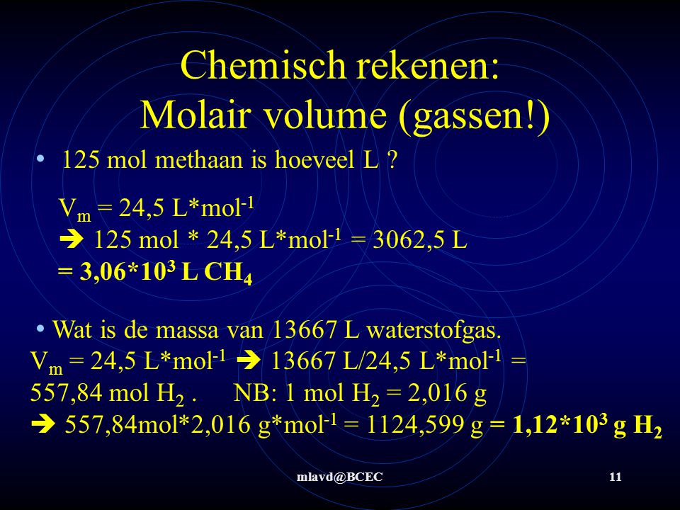 Chemisch rekenen: Molair volume (gassen!)