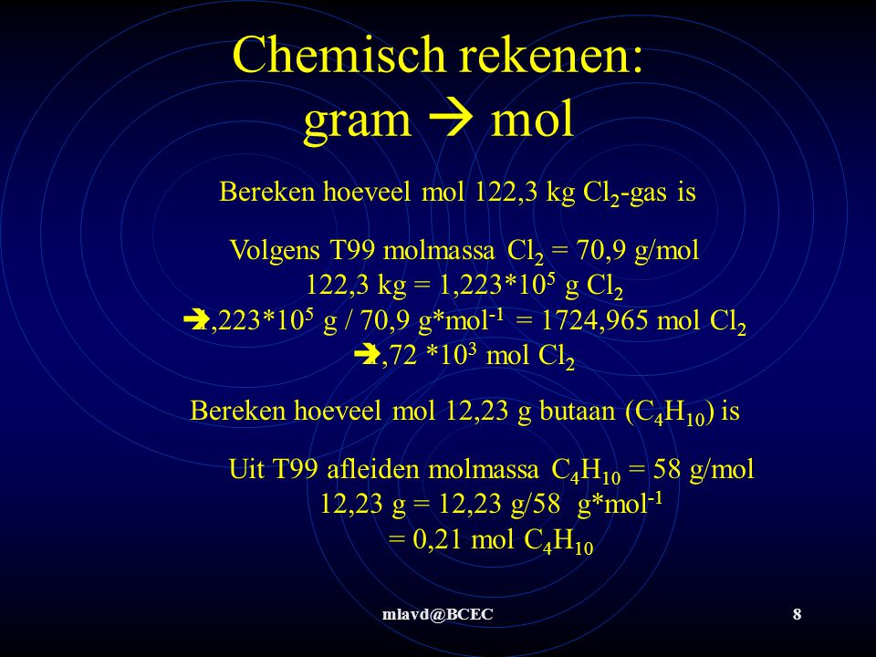 Chemisch rekenen: gram  mol