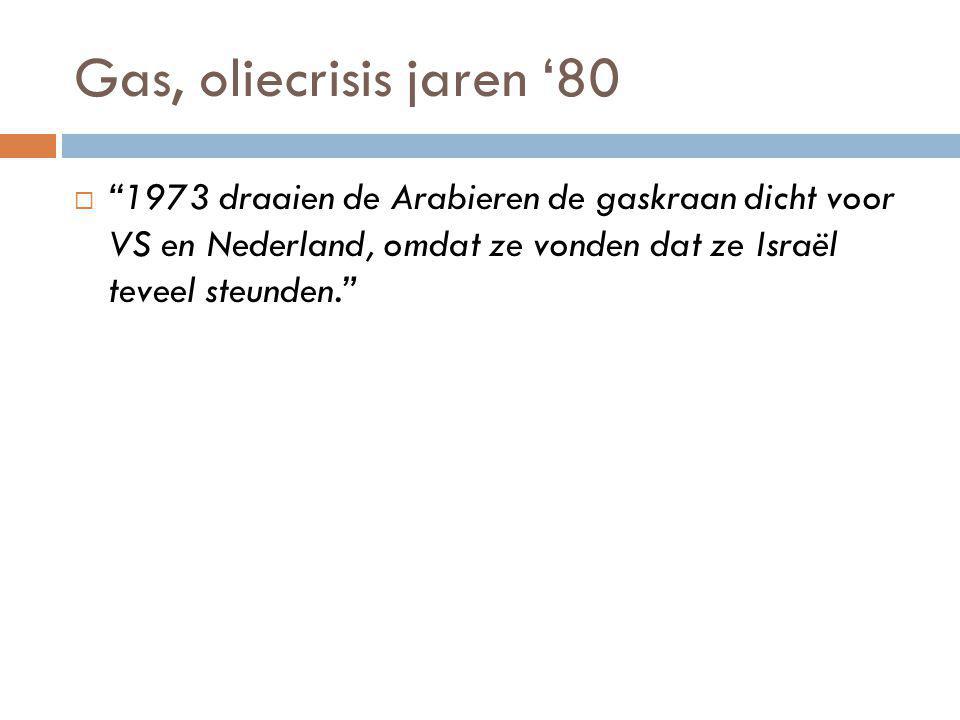 Gas, oliecrisis jaren ‘ draaien de Arabieren de gaskraan dicht voor VS en Nederland, omdat ze vonden dat ze Israël teveel steunden.