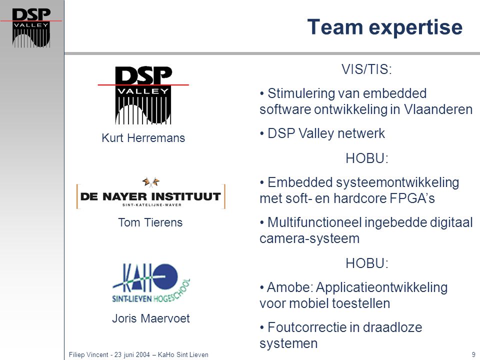 Team expertise VIS/TIS: