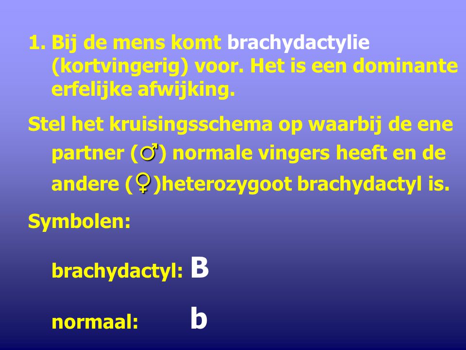 Bij de mens komt brachydactylie (kortvingerig) voor