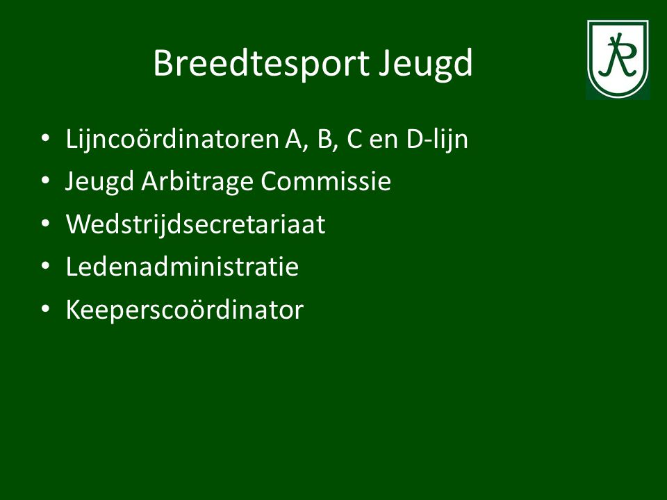 Breedtesport Jeugd Lijncoördinatoren A, B, C en D-lijn