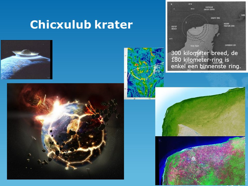 Chicxulub krater 300 kilometer breed, de 180 kilometer-ring is enkel een binnenste ring.