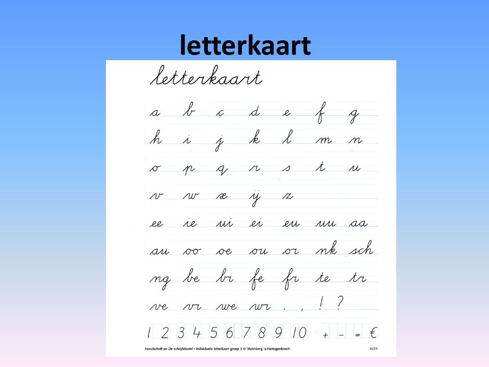 letterkaart AL ONZE LETTERS OP EEN RIJ, vooral verbindingen van letter naar letter is lastig