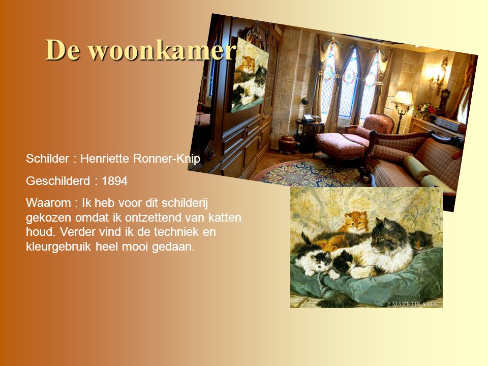 De woonkamer Schilder : Henriette Ronner-Knip Geschilderd : 1894