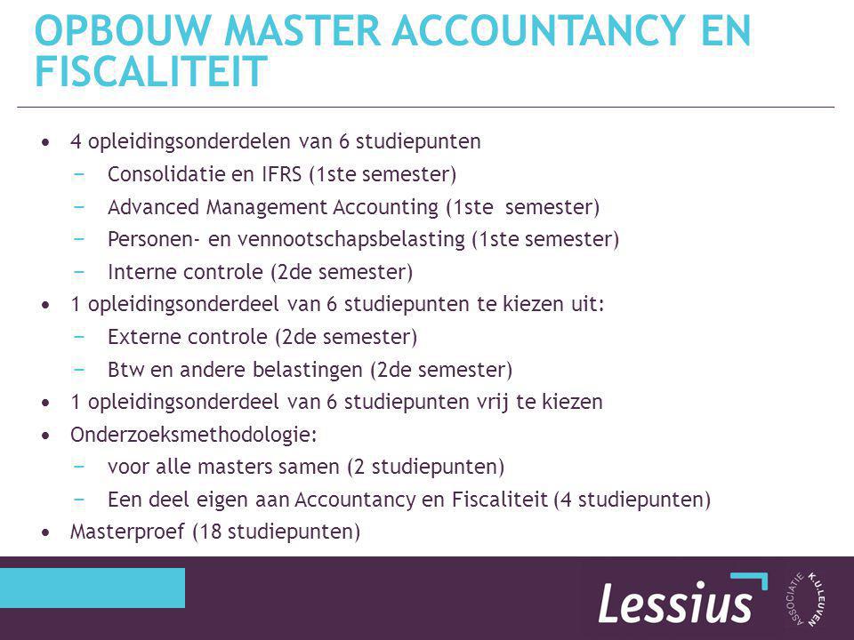 Opbouw master Accountancy en Fiscaliteit