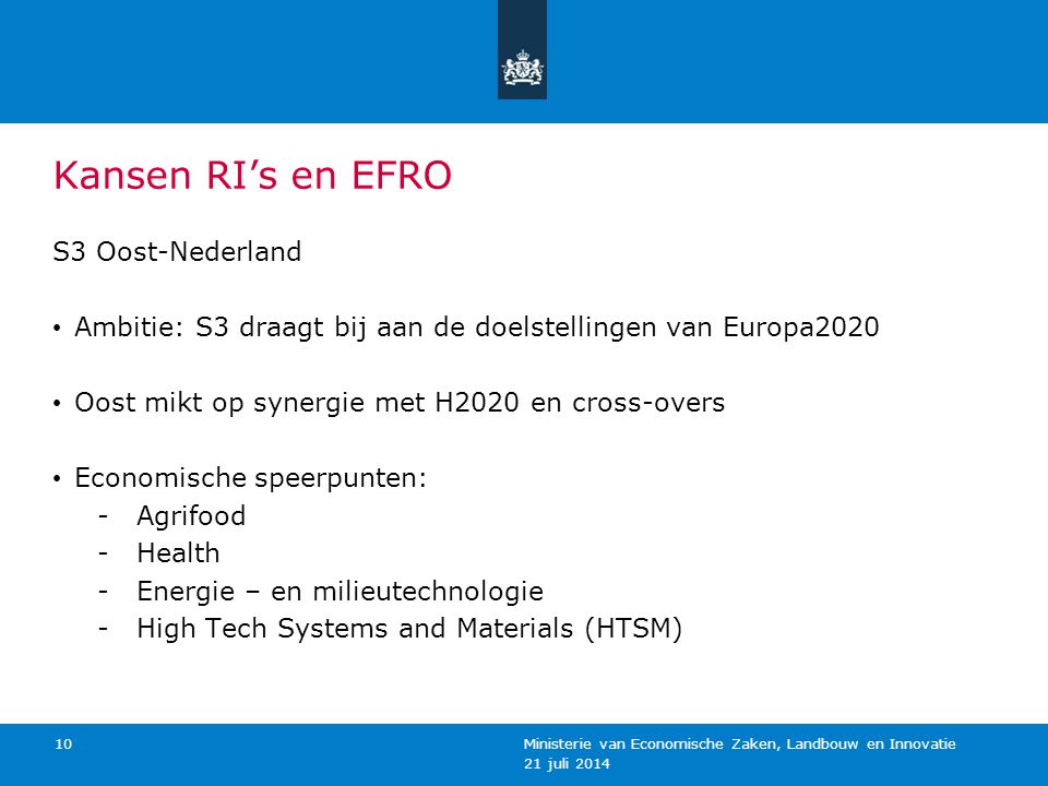 Kansen RI’s en EFRO S3 Oost-Nederland