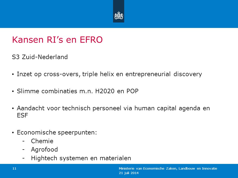 Kansen RI’s en EFRO S3 Zuid-Nederland