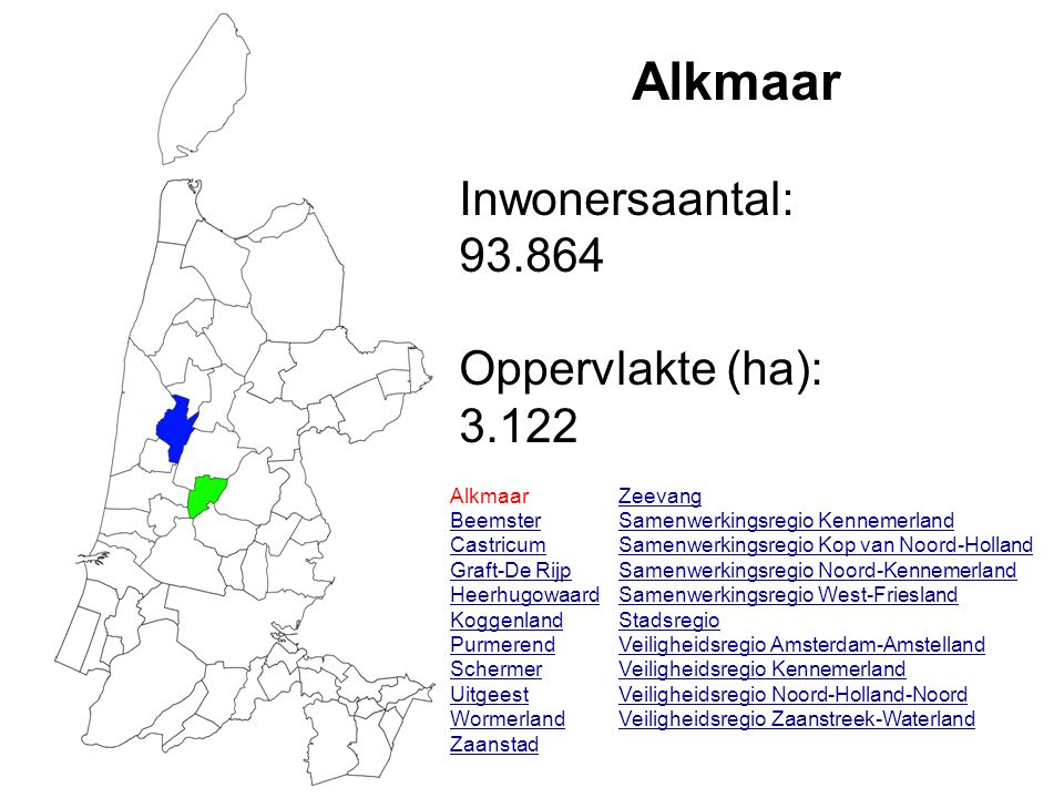 Alkmaar Inwonersaantal: Oppervlakte (ha): Alkmaar