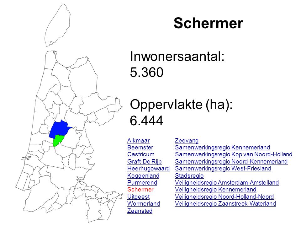 Schermer Inwonersaantal: Oppervlakte (ha): Alkmaar