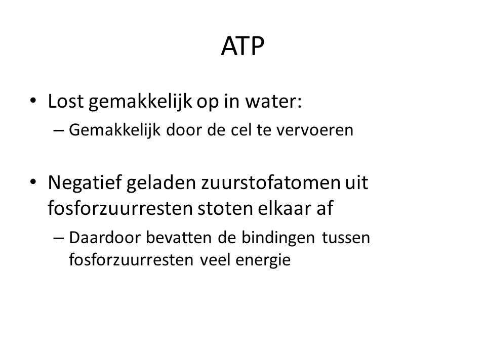 ATP Lost gemakkelijk op in water: