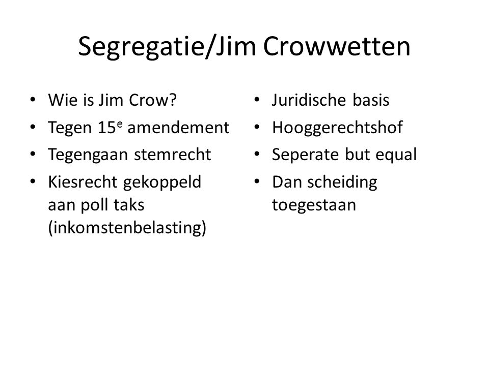 Segregatie/Jim Crowwetten