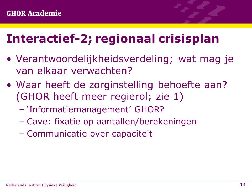 Interactief-2; regionaal crisisplan