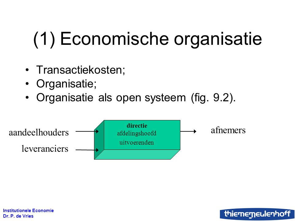 (1) Economische organisatie