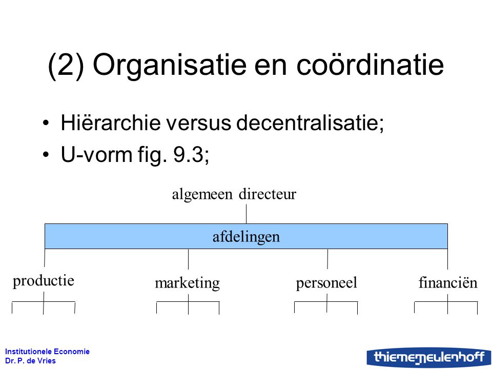 (2) Organisatie en coördinatie