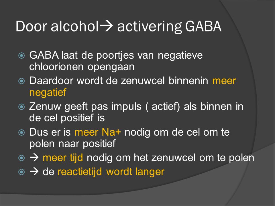 Door alcohol activering GABA