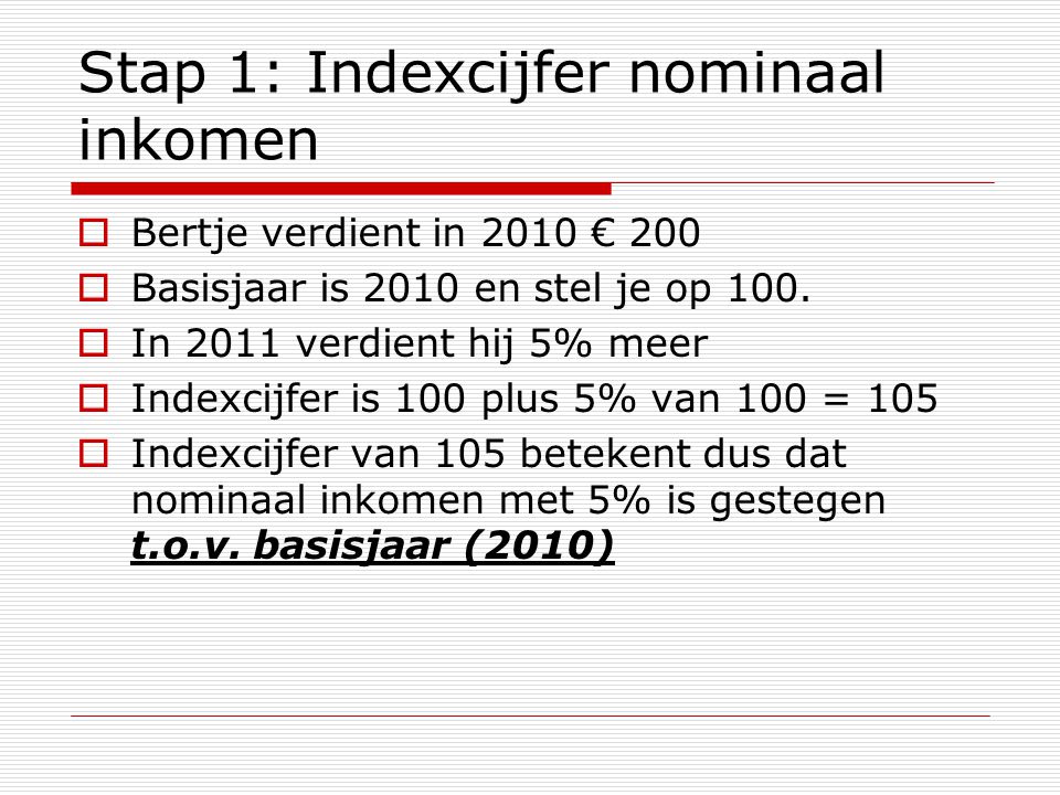Stap 1: Indexcijfer nominaal inkomen