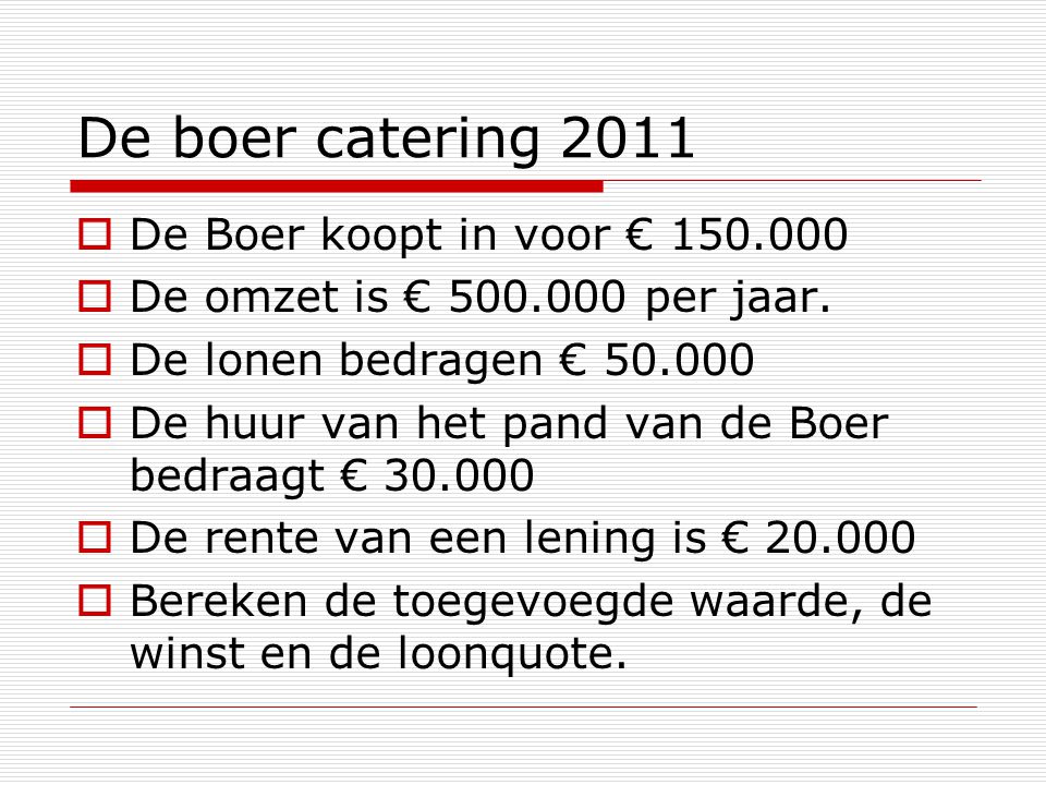 De boer catering 2011 De Boer koopt in voor €