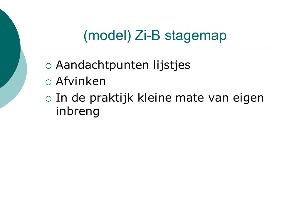 (model) Zi-B stagemap Aandachtpunten lijstjes Afvinken