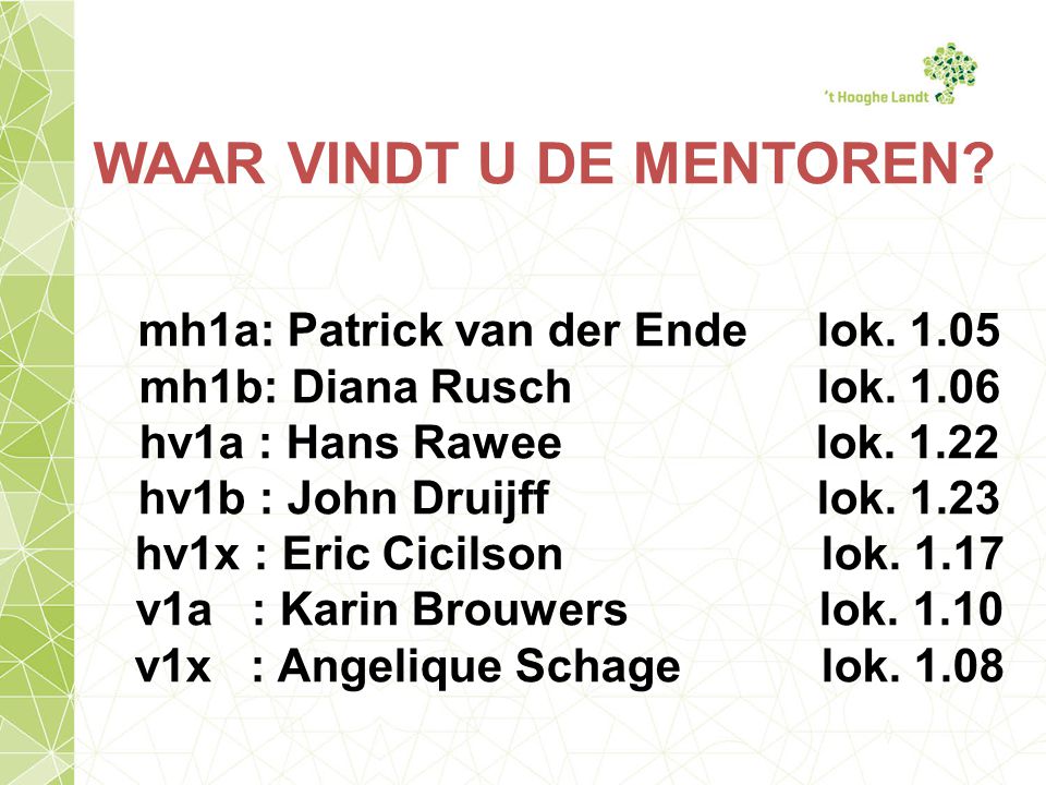 mh1a: Patrick van der Ende lok v1x : Angelique Schage lok. 1.08
