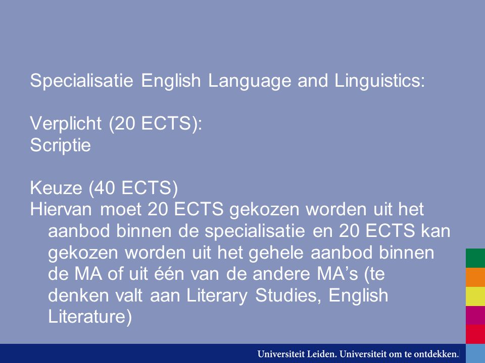 Specialisatie English Language and Linguistics: