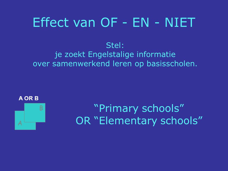 Effect van OF - EN - NIET Primary schools OR Elementary schools