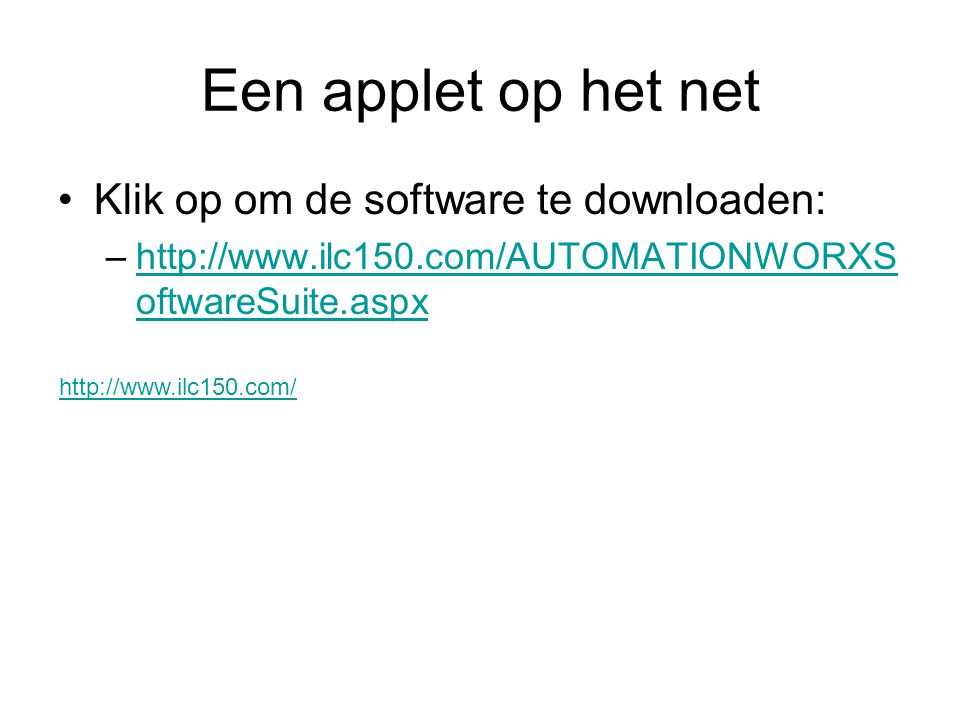 Een applet op het net Klik op om de software te downloaden: