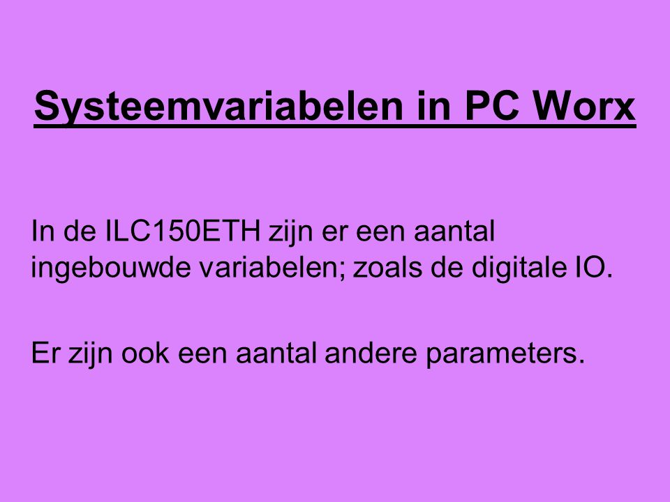 Systeemvariabelen in PC Worx