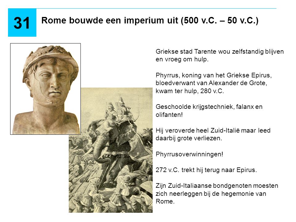 31 Rome bouwde een imperium uit (500 v.C. – 50 v.C.)