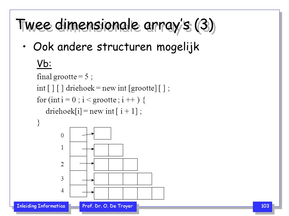 Twee dimensionale array’s (3)