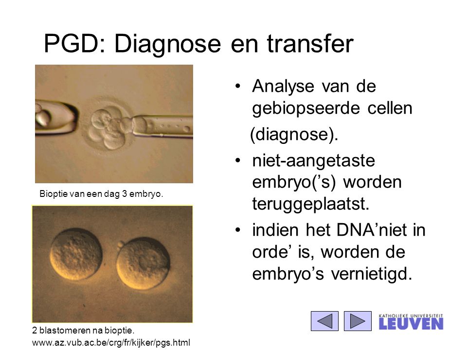 PGD: Diagnose en transfer