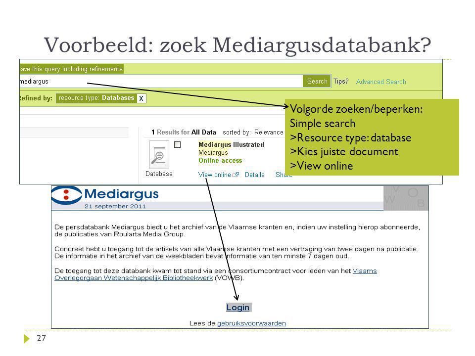 Voorbeeld: zoek Mediargusdatabank