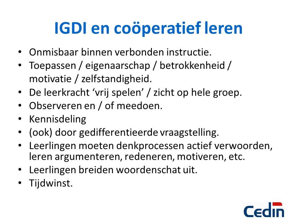 IGDI en coöperatief leren