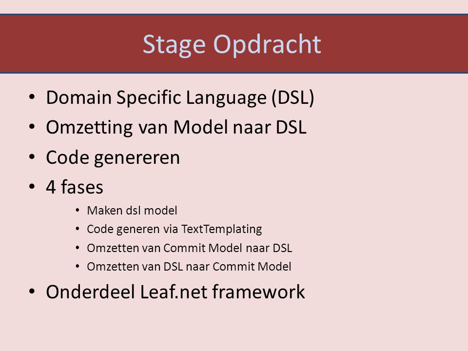 Stage Opdracht Domain Specific Language (DSL)