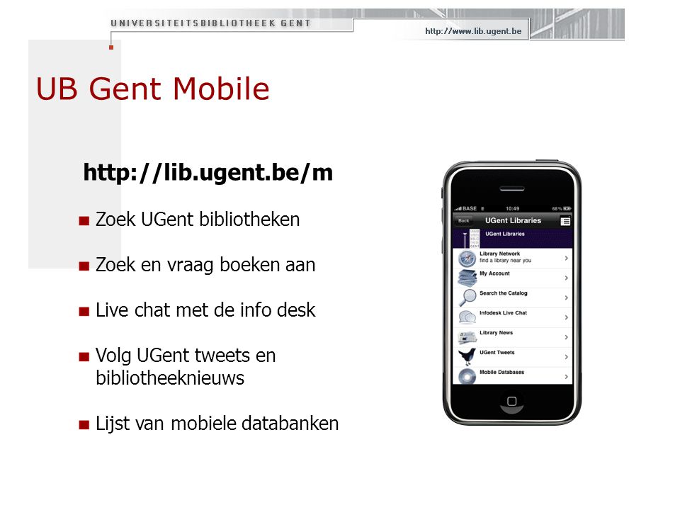 UB Gent Mobile   Zoek UGent bibliotheken