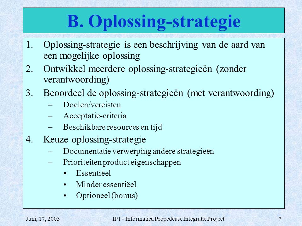 B. Oplossing-strategie