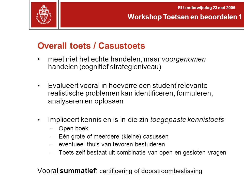 Overall toets / Casustoets