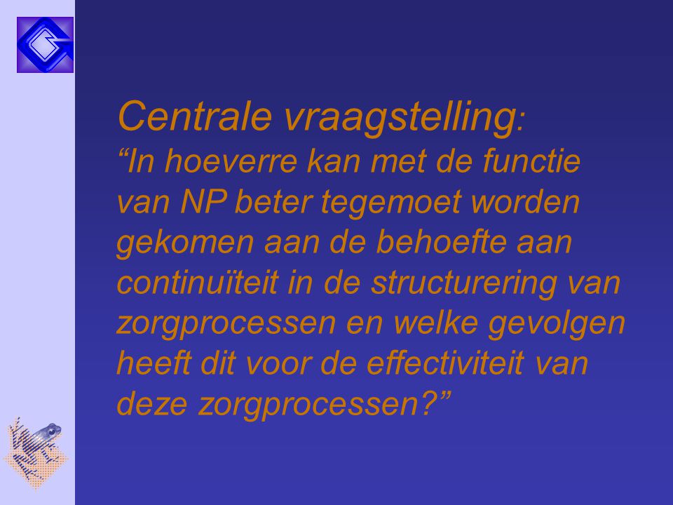 Centrale vraagstelling: