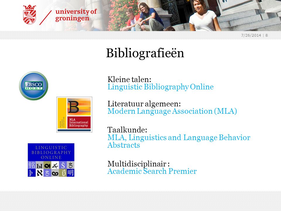 Bibliografieën Literatuur algemeen: Modern Language Association (MLA)