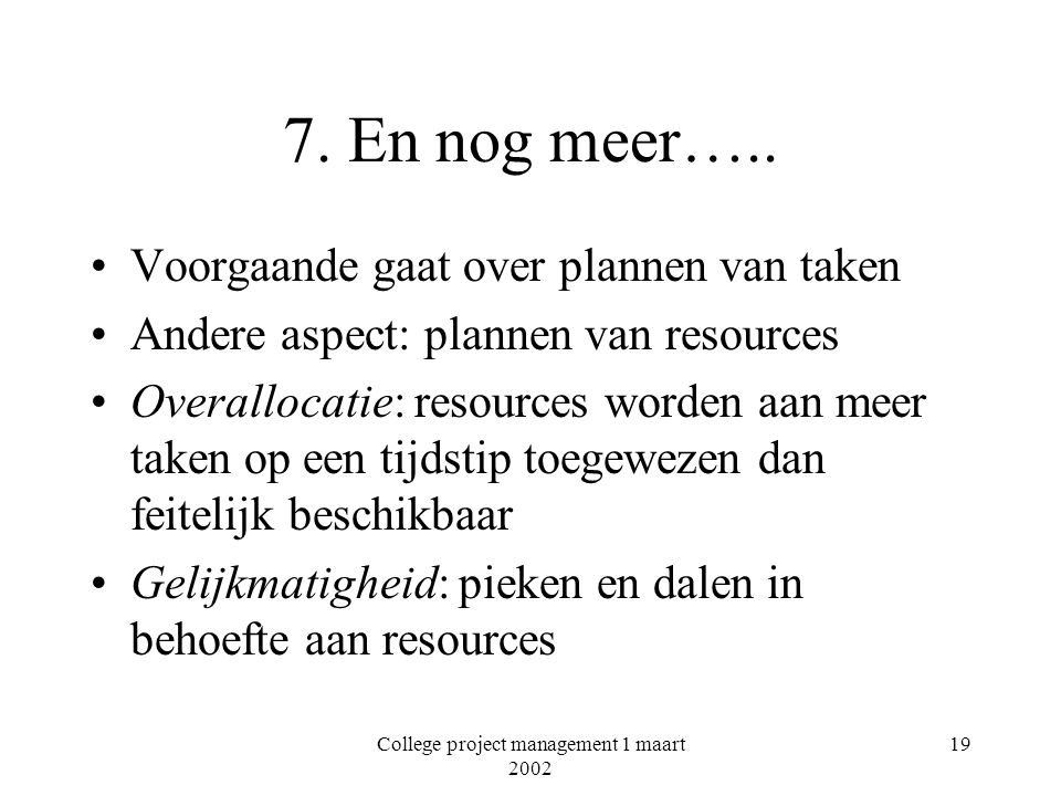 College project management 1 maart 2002