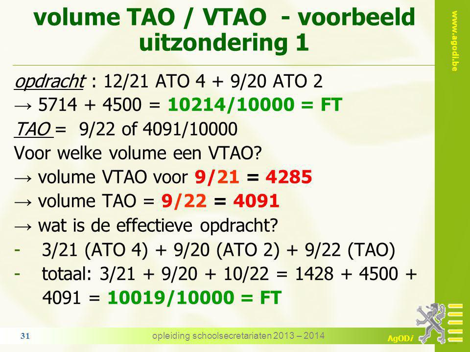 volume TAO / VTAO - voorbeeld uitzondering 1