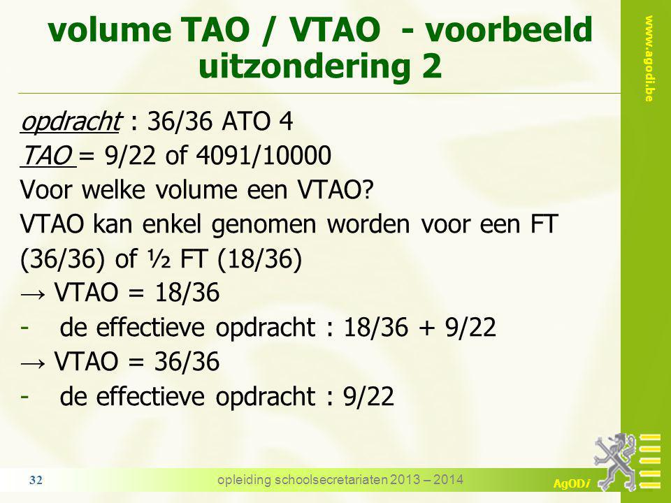 volume TAO / VTAO - voorbeeld uitzondering 2
