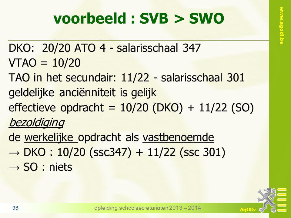 voorbeeld : SVB > SWO