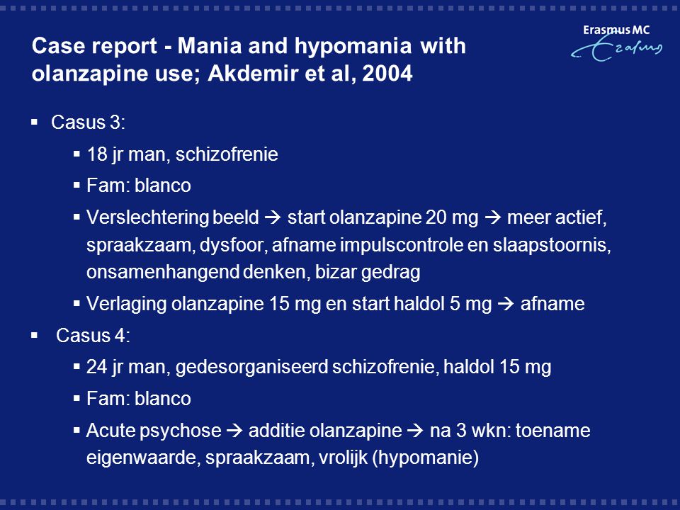 Case report - Mania and hypomania with olanzapine use; Akdemir et al, 2004
