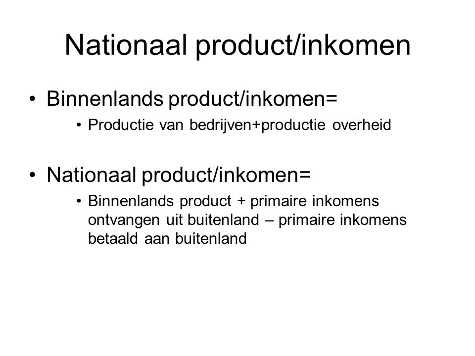 Nationaal product/inkomen